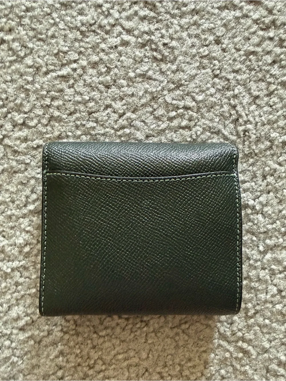 Coach Dark Forest Green Saffiano Leather Wallet with Gold Logo